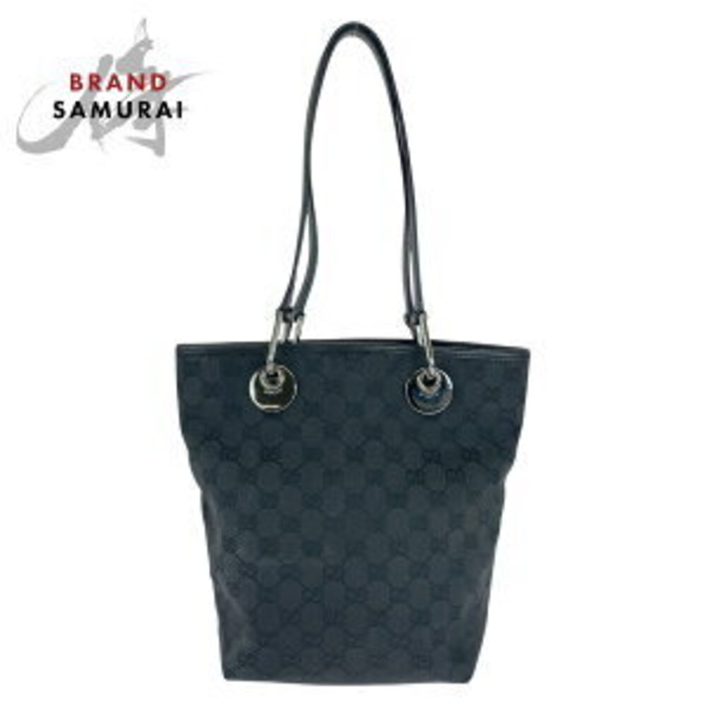 Gucci GG Canvas Bag Tote Black Shoulder Leather - Picture 2 of 10